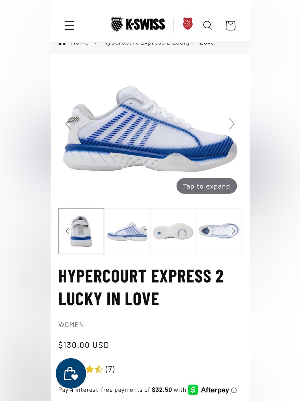 K-Swiss Kids' Court Sneaker - White/Blue